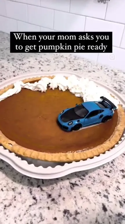 Sports Car Drives on Pumpkin Pie