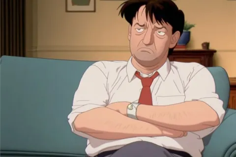 Недовольный мужчина на диване
