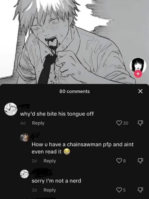 Chainsaw Man Tongue Comment