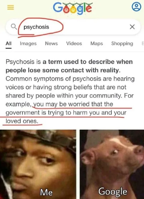 Me Searches Psychosis on Google