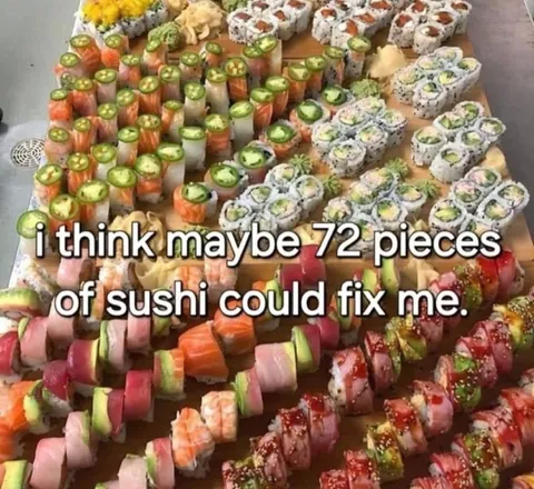 72 Pieces of Sushi Could Fix Me