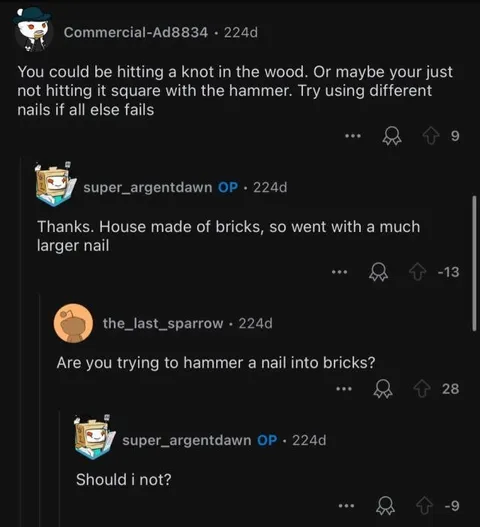 Hammering a Nail Into Bricks