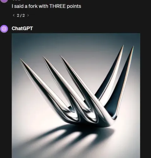 ChatGPT Cannot Make a Three-Prong Fork