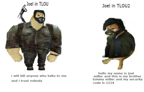 Joel in TLOU vs TLOU2
