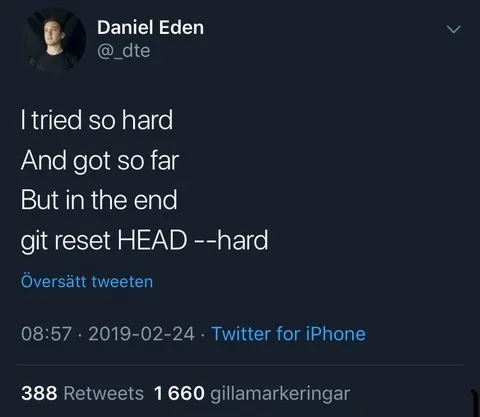 Git reset after trying so hard