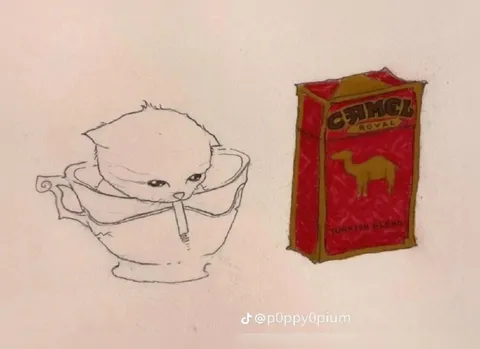 Cat Smoking Camel Tea