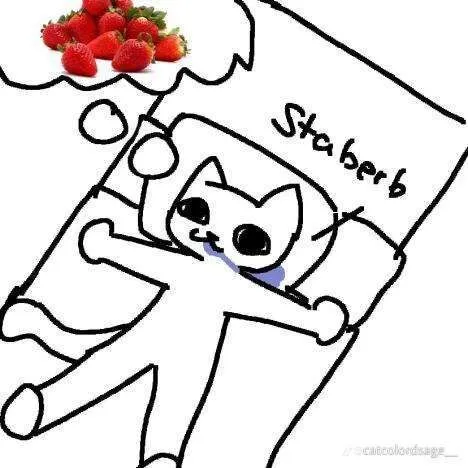 Кот мечтает о клубнике