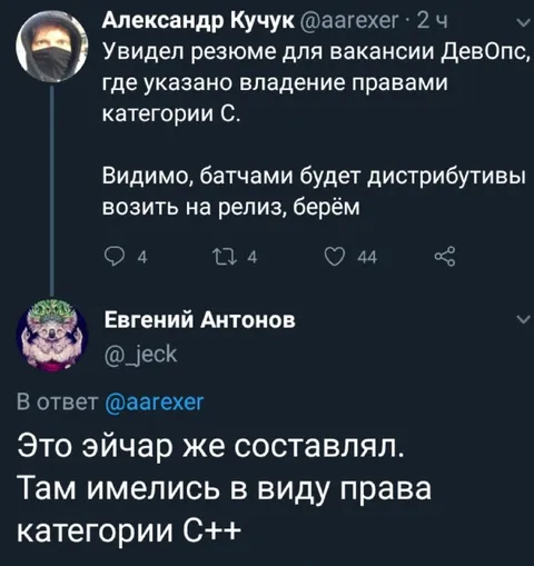 Права категории C++