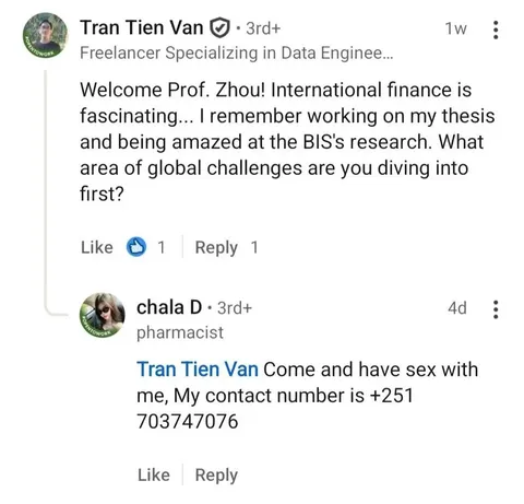 LinkedIn Comment Goes Off Script