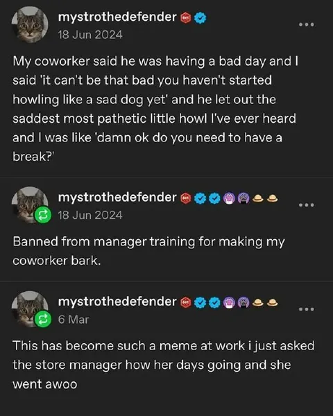 Coworker Barking at Work
