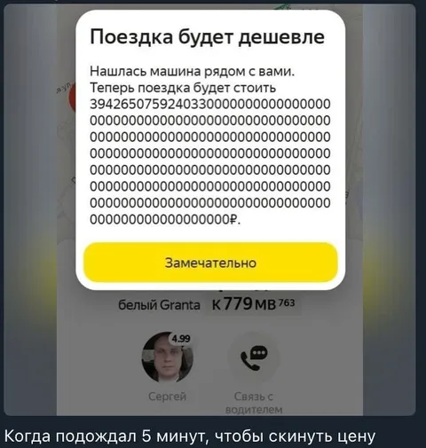 Поездка за 394265075924033 рублей