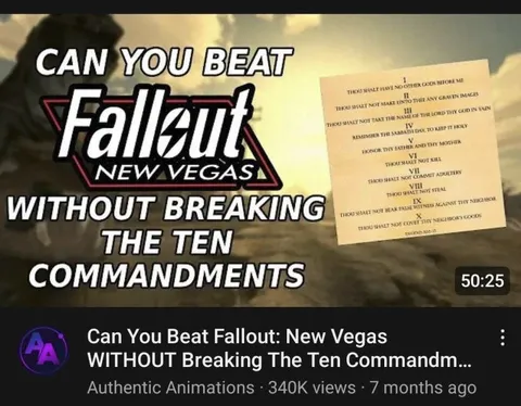 Fallout New Vegas Ten Commandments Challenge
