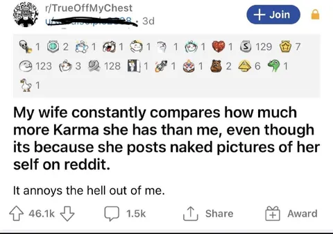 Wife Brags About Reddit Karma