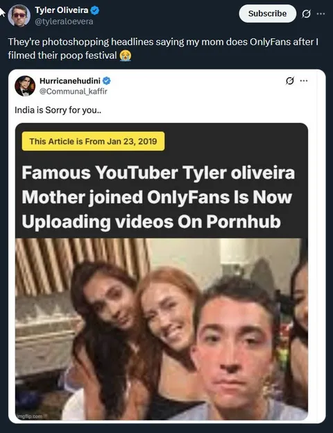 Tyler Oliveira Mother OnlyFans Headline