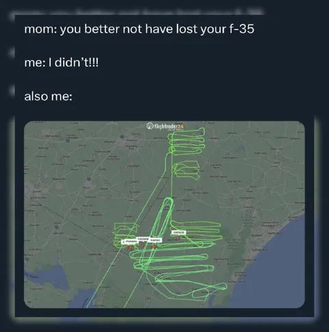 Lost F-35 Flight Path