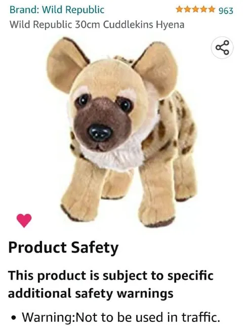 Hyena Plush Traffic Warning