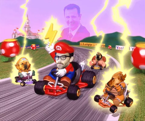 Dogs Racing in Mario Kart