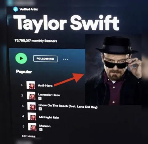 Taylor Swift Spotify Profile Heisenberg