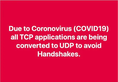 Coronavirus TCP to UDP Handshake Joke