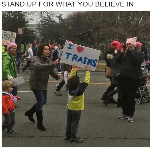 I Love Trains Protest Sign