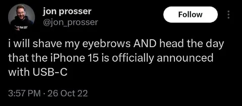 iPhone 15 USB-C Eyebrow Bet