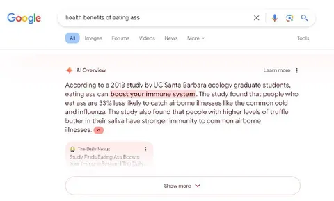 Google Says Eating Ass Is Healthy