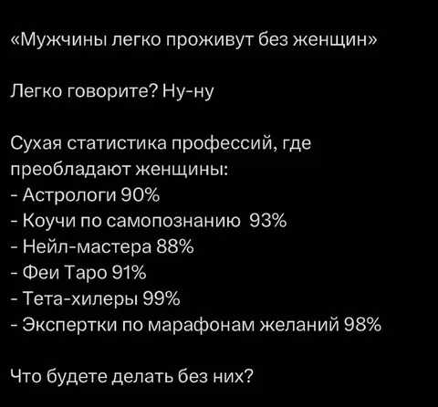 Мужчины без женщин не проживут