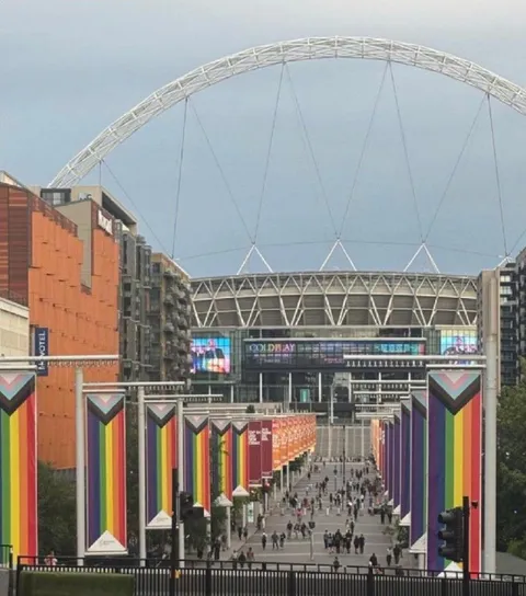 Coldplay Stadium Rainbow Flags