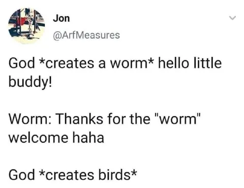 God Creates Birds After Worms