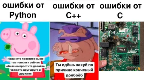 Ошибки в Python, C++ и C