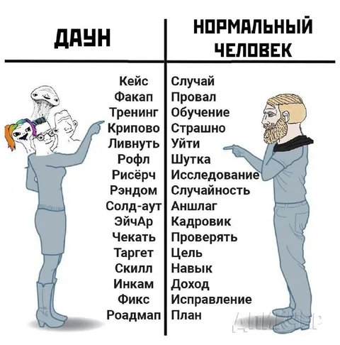 Даун против нормального человека