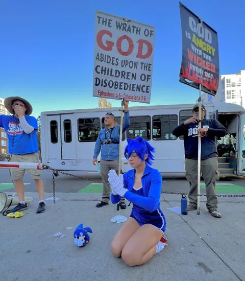 Sonic Kneels Before Angry God Signs