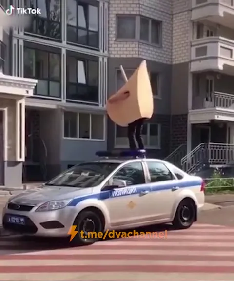 Танцующий батон на полицейской машине