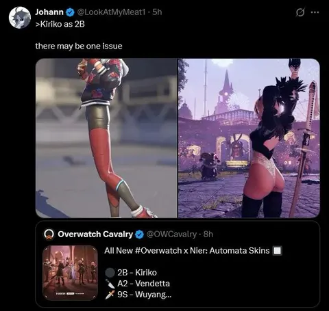 Kiriko as 2B has one issue