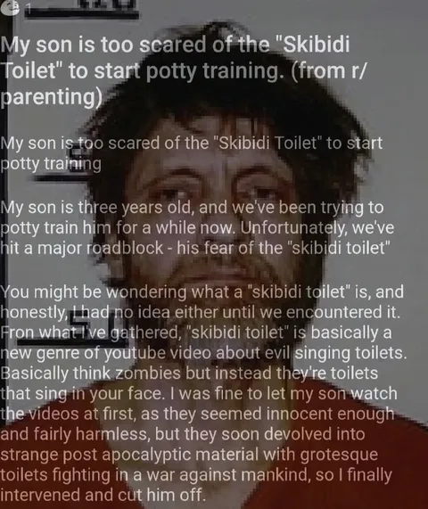 Skibidi Toilet Potty Training Fear