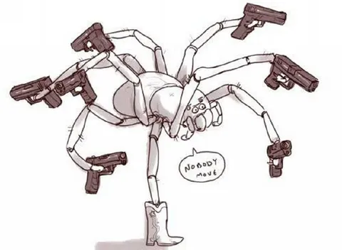 Armed Spider Says Nobody Move