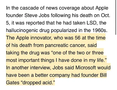 Steve Jobs Praises Taking LSD