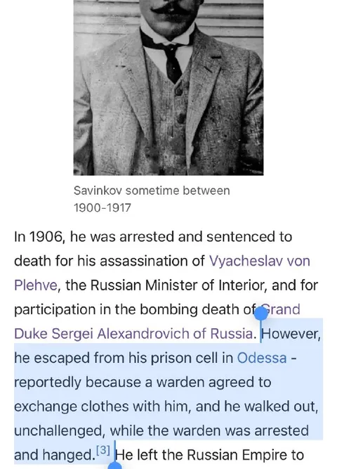 Savinkov Escapes in Disguise