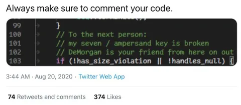 Broken Ampersand Code Comment