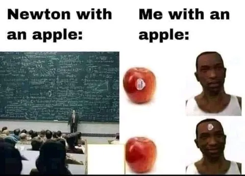 Newton vs Me With an Apple