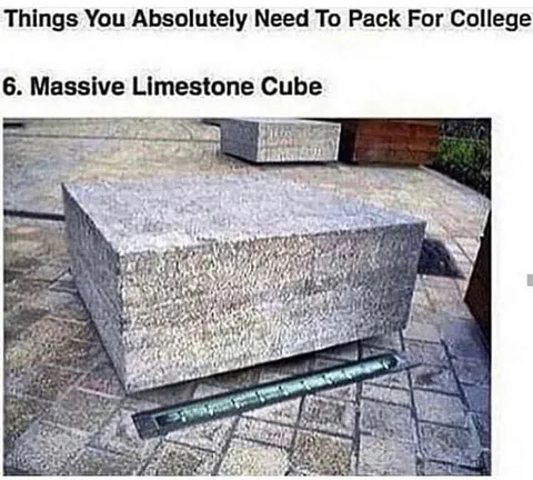 Massive Limestone Cube for College