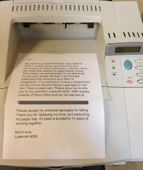 LaserJet Letter of Resignation