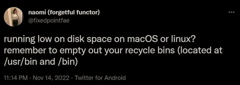 macOS Linux Recycle Bin Joke
