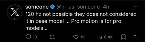 120 Hz Only for Pro Models