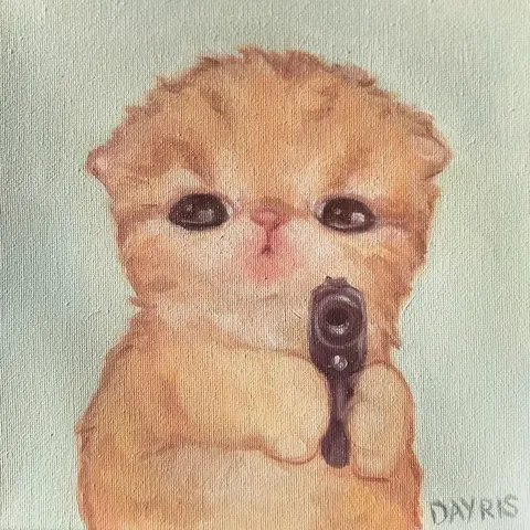 Кот поёт в микрофон