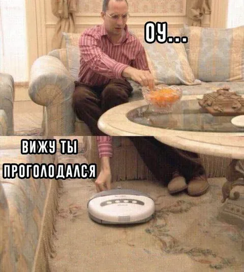 Робот-пылесос увидел голодного