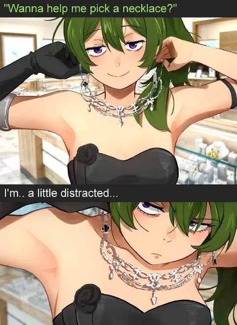 Distracted While Picking a Necklace