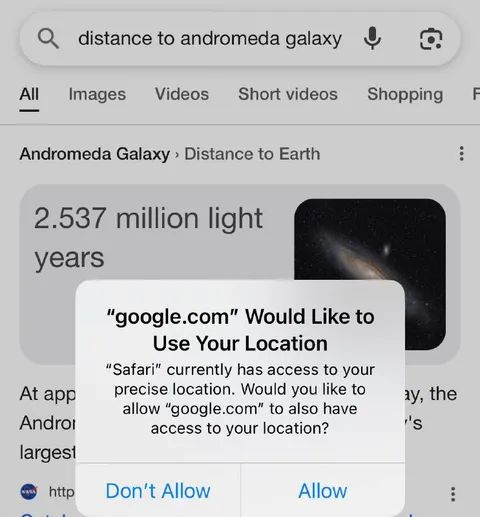 Google Asks for Galaxy Location