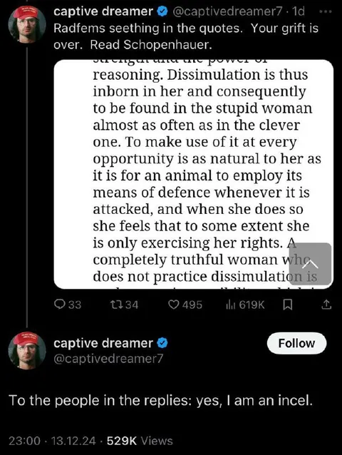 Schopenhauer Incels Tweet
