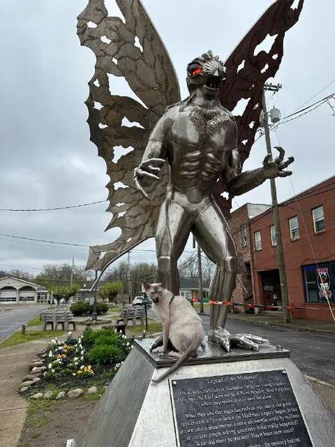 Mothman Statue With Cat